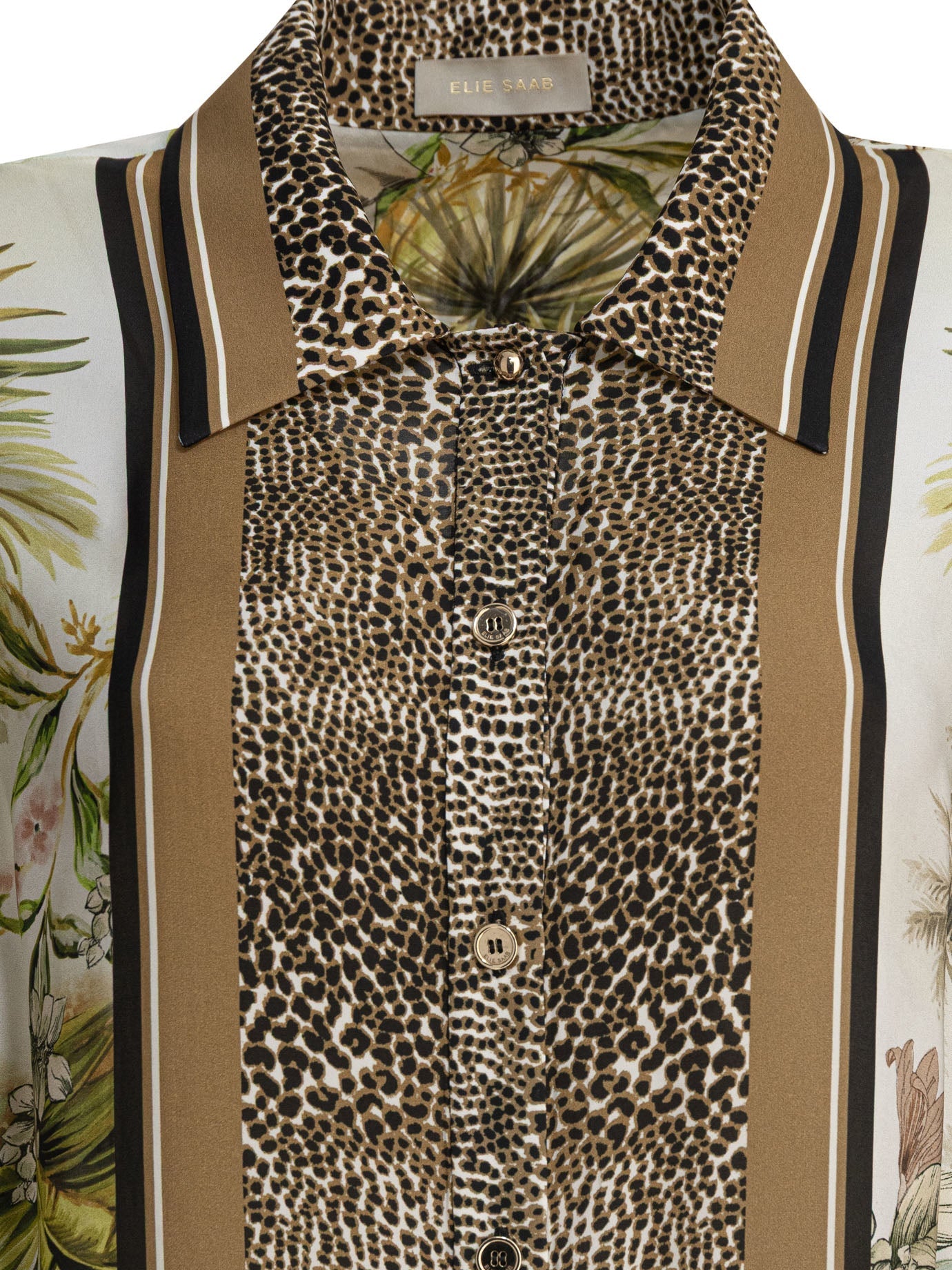 Elie Saab Printed Chiffon Shirt Foulard36 Silk