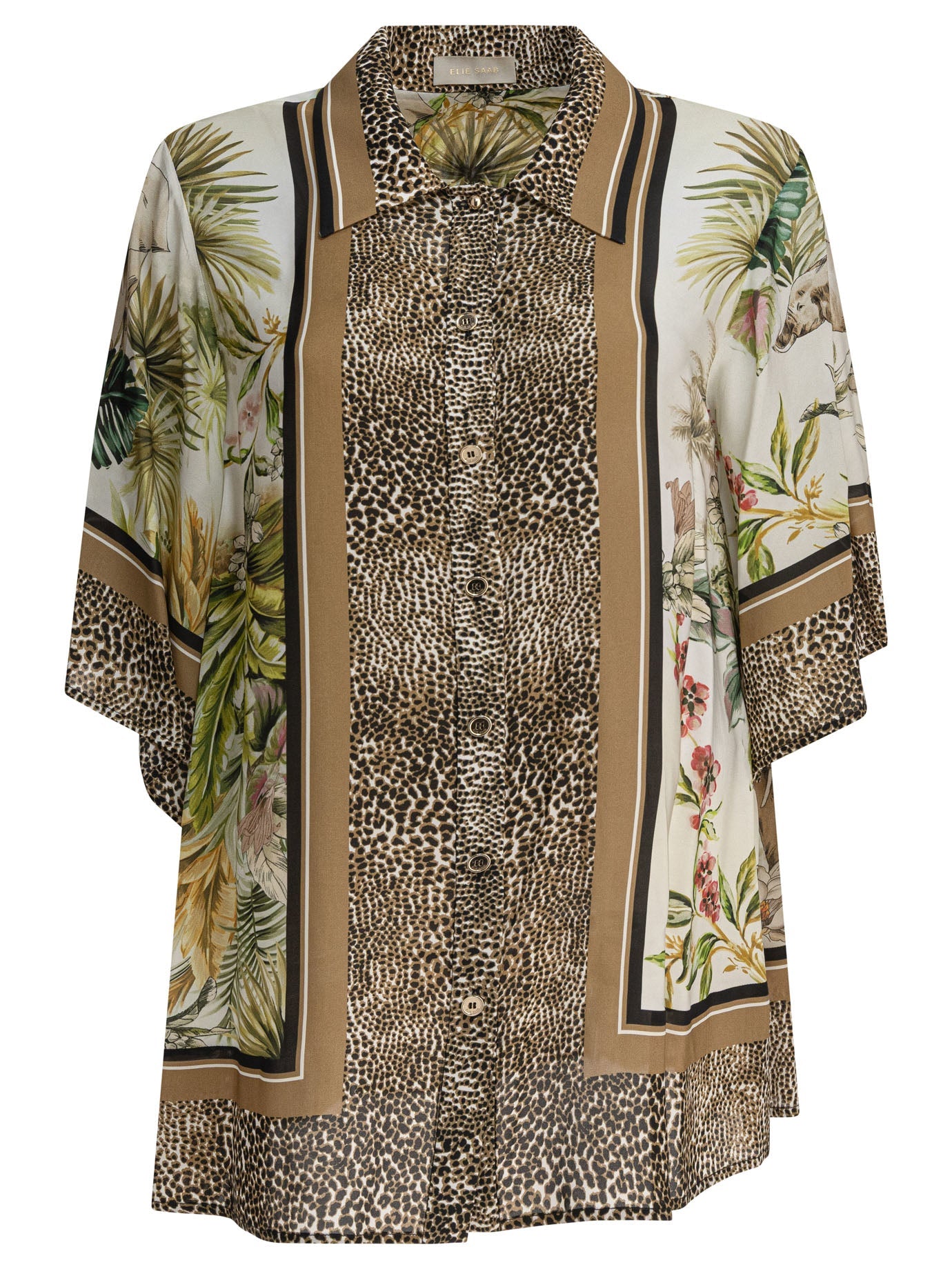 Elie Saab Printed Chiffon Shirt Foulard36 Silk