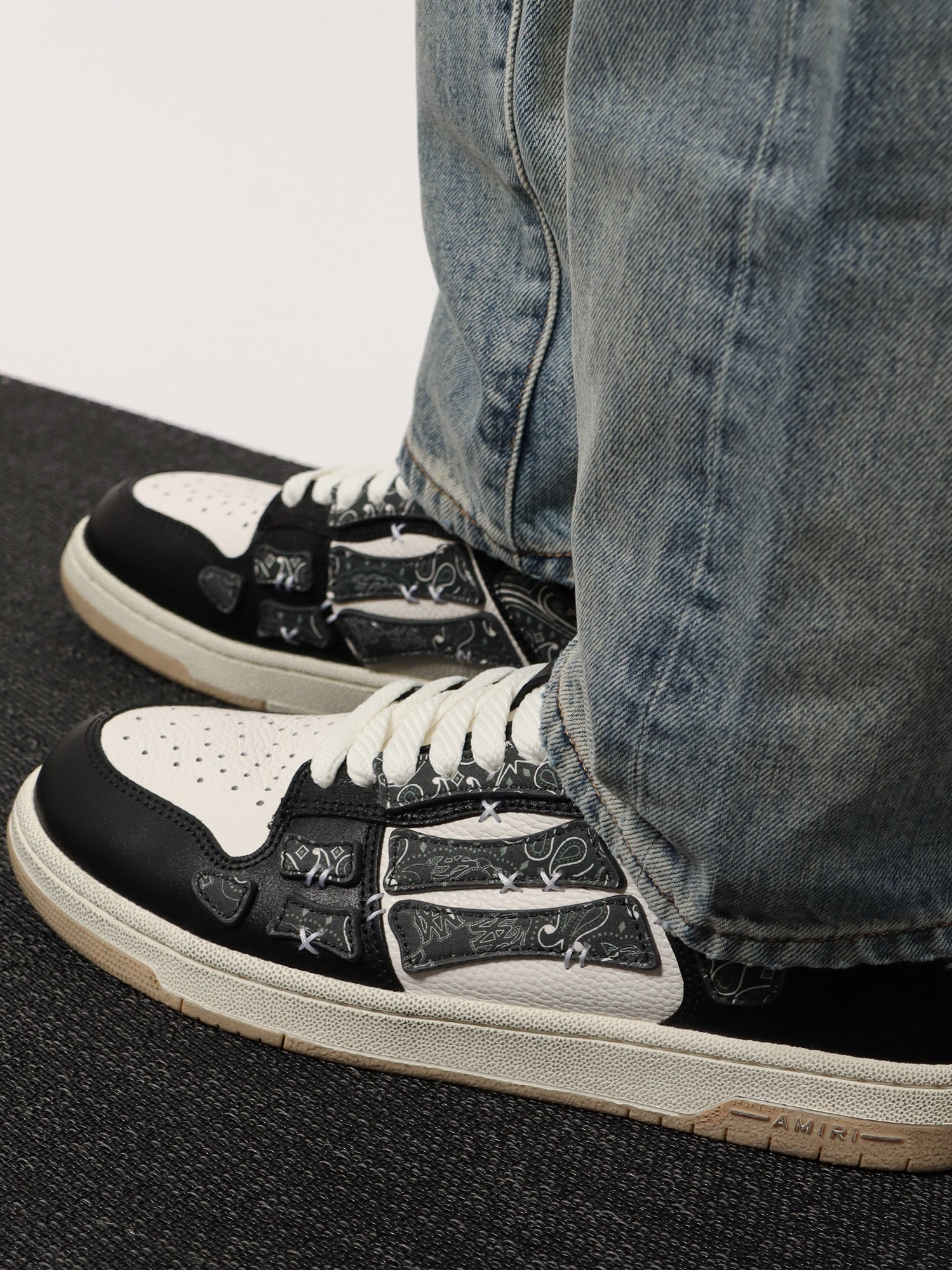 Amiri Bandana Skel Top Low Leather Low-Top Sneakers