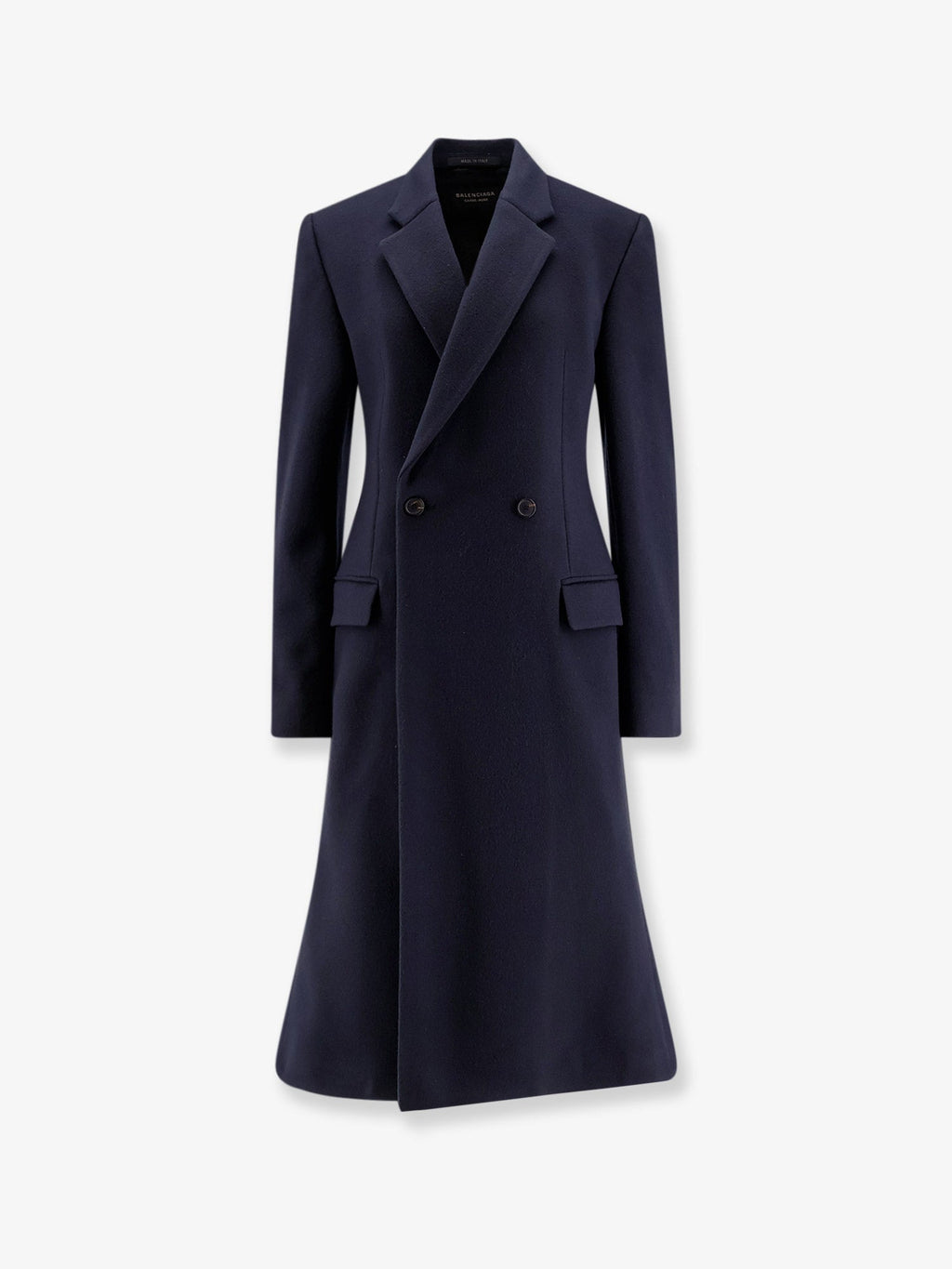 Balenciaga Godet Midi Double-Breasted Wool Coat