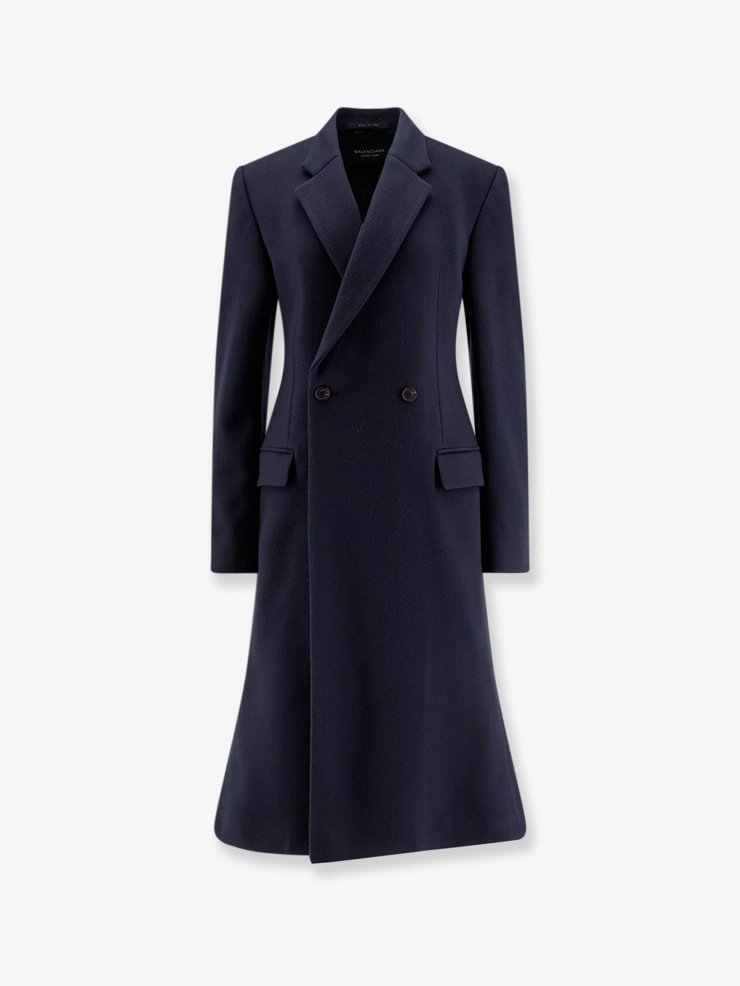Balenciaga Godet Midi Double-Breasted Wool Coat