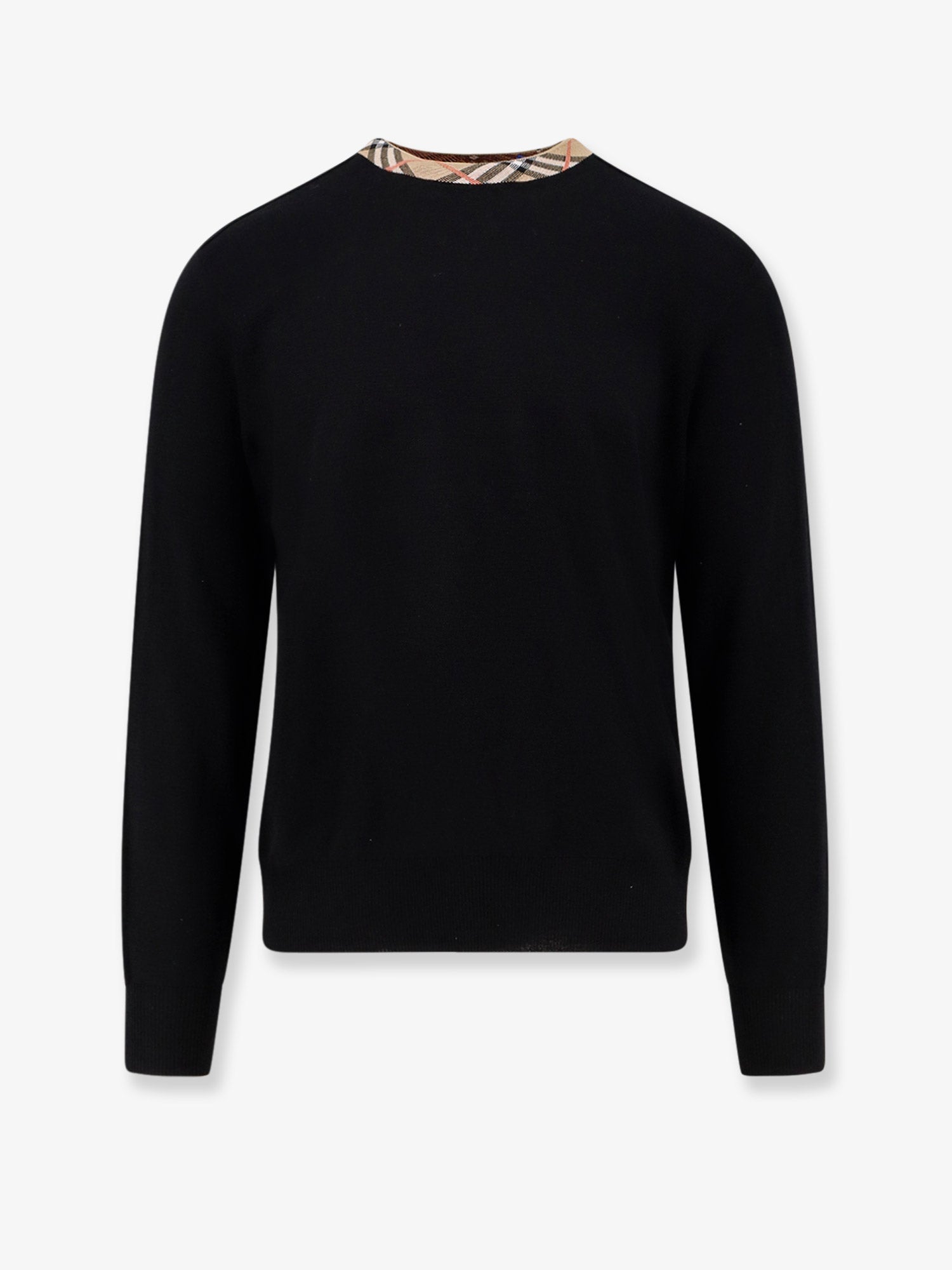 Burberry Wool Sweater With Check Profiles