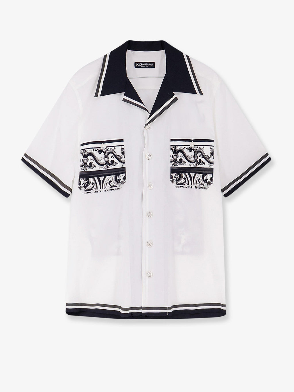 Dolce & Gabbana Cotton Shirt With Maxi Maiolica Print On The Back