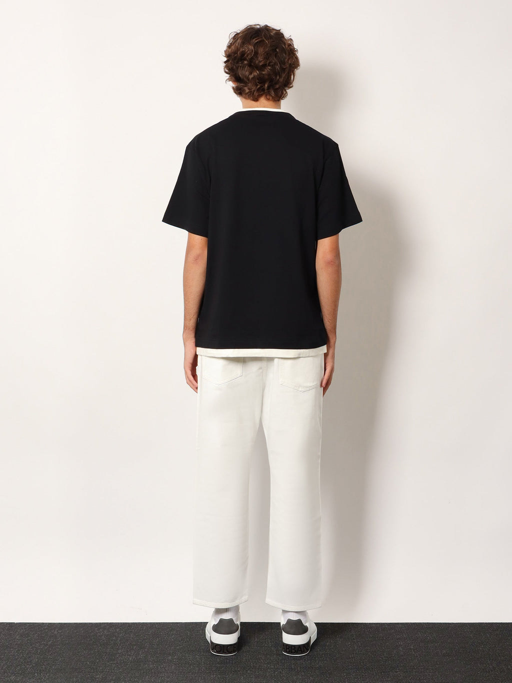 Dolce & Gabbana Cotton T-Shirt With Flocked Logo Print