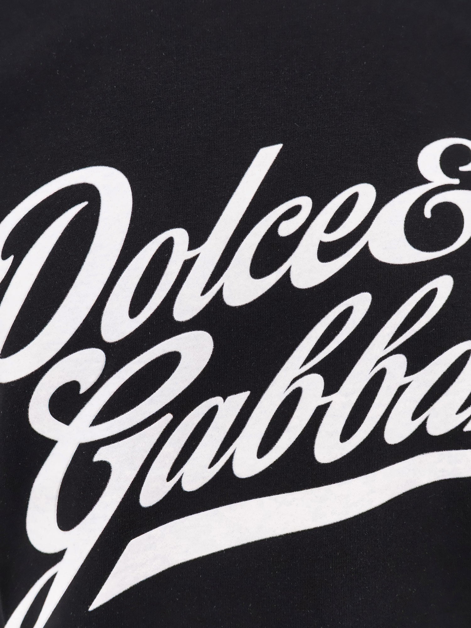 Dolce & Gabbana Cotton T-Shirt With Flocked Logo Print