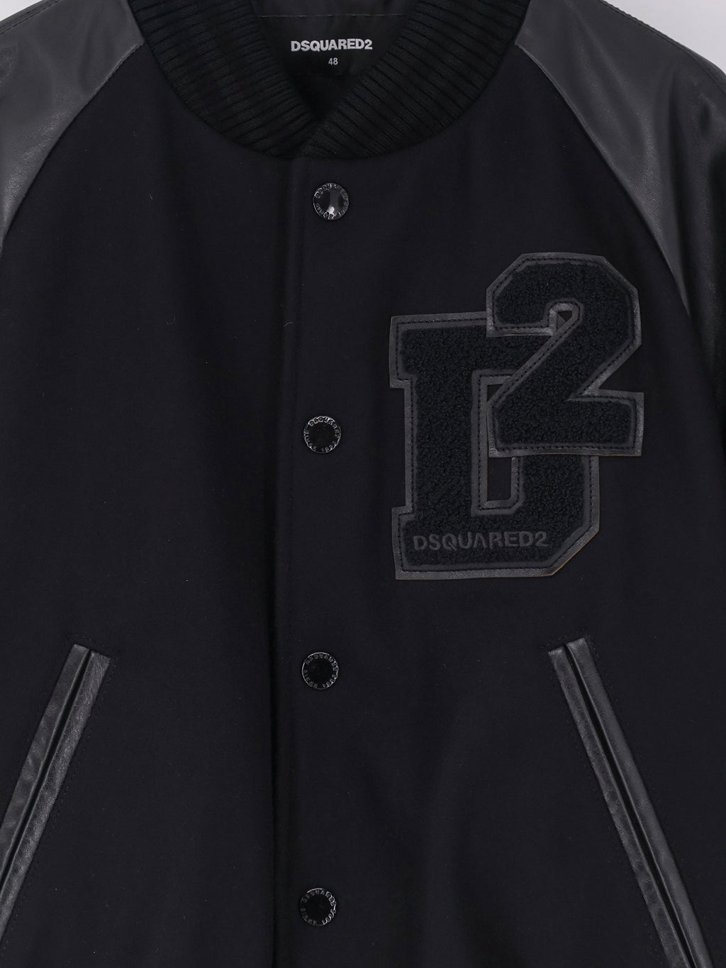 Dsquared2 Wool Jacket With Leather Sleeves