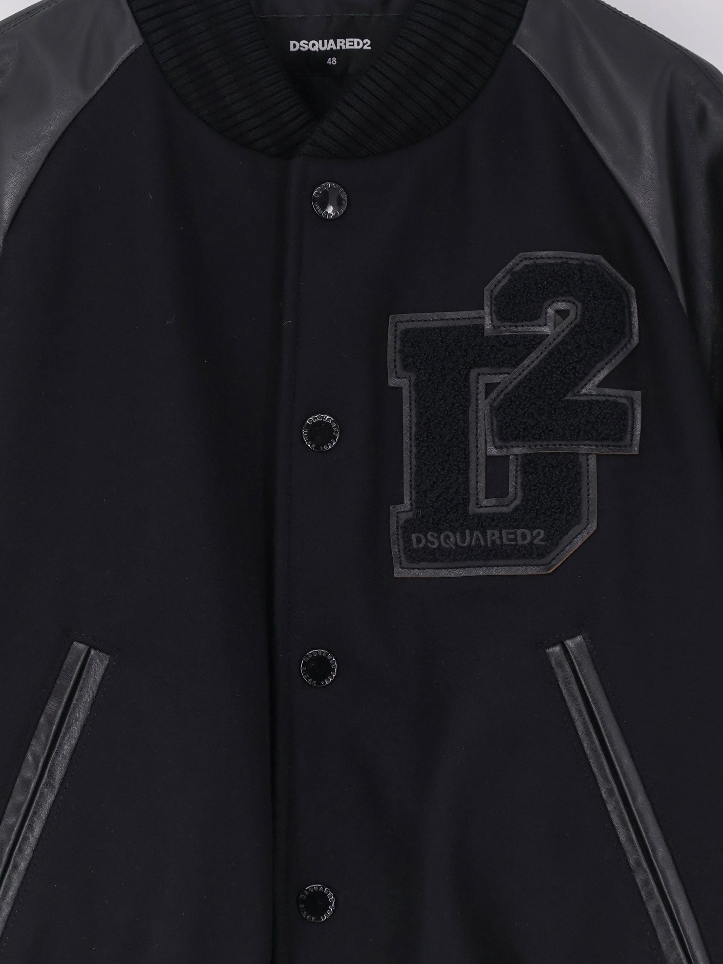 Dsquared2 Wool Jacket With Leather Sleeves