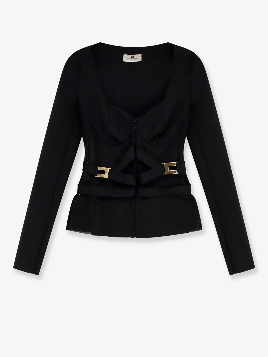 Elisabetta Franchi Stretch Fabric Top With Metal Details
