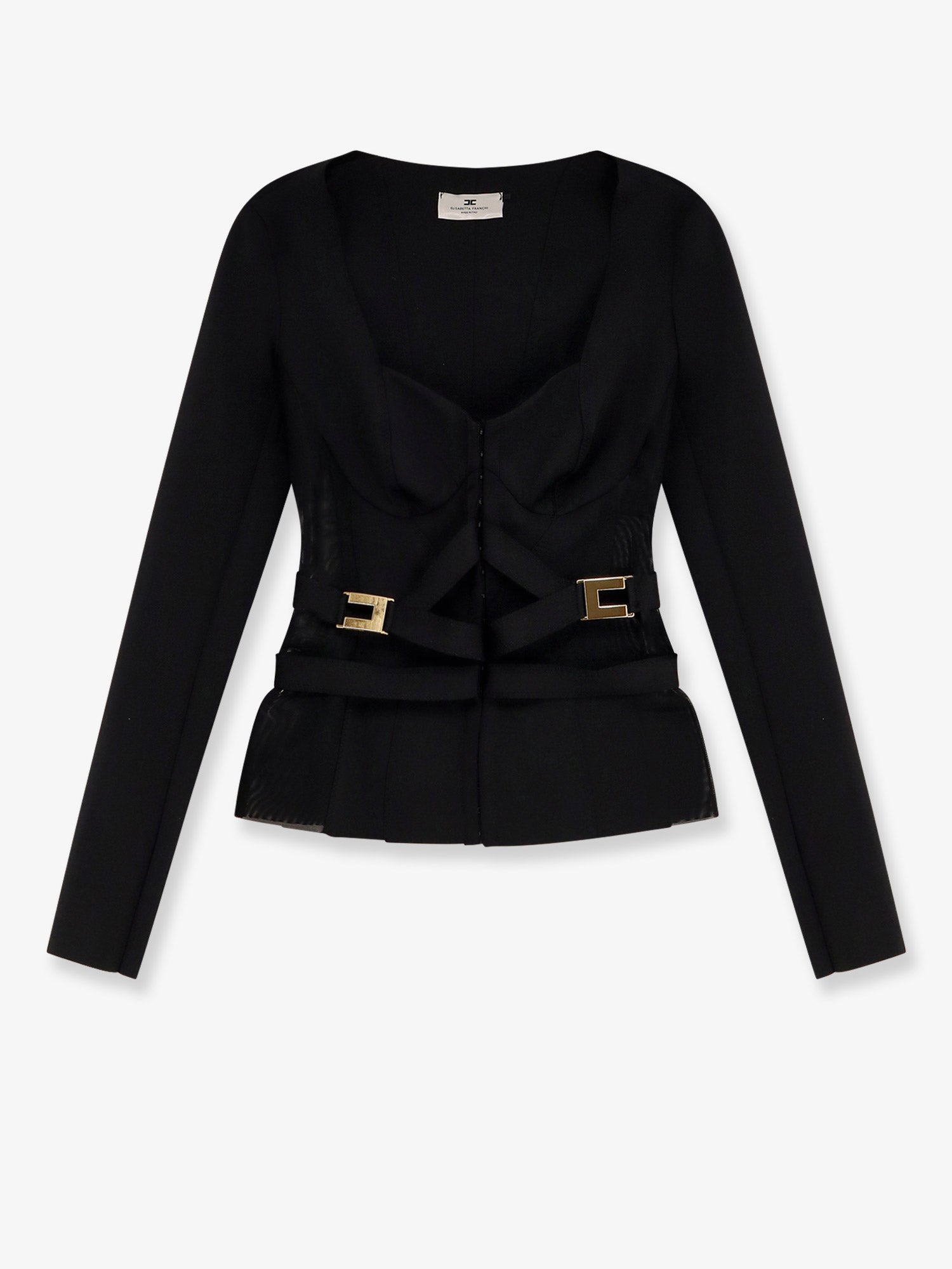 Elisabetta Franchi Stretch Fabric Top With Metal Details