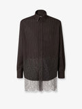 Fendi Pinstriped Wool Shirt With Lace Insert