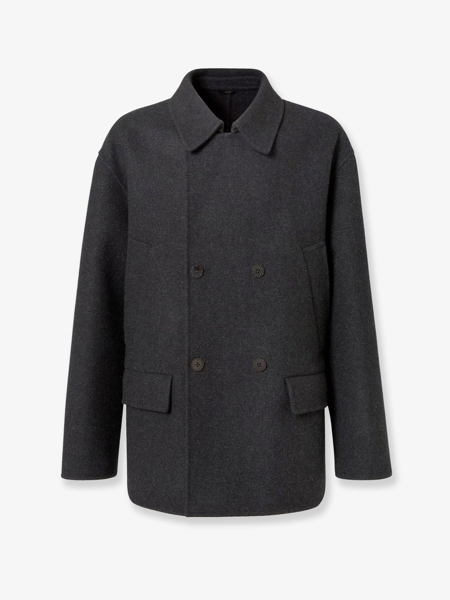 Fendi Double-Breasted Wool Felt Peacoat