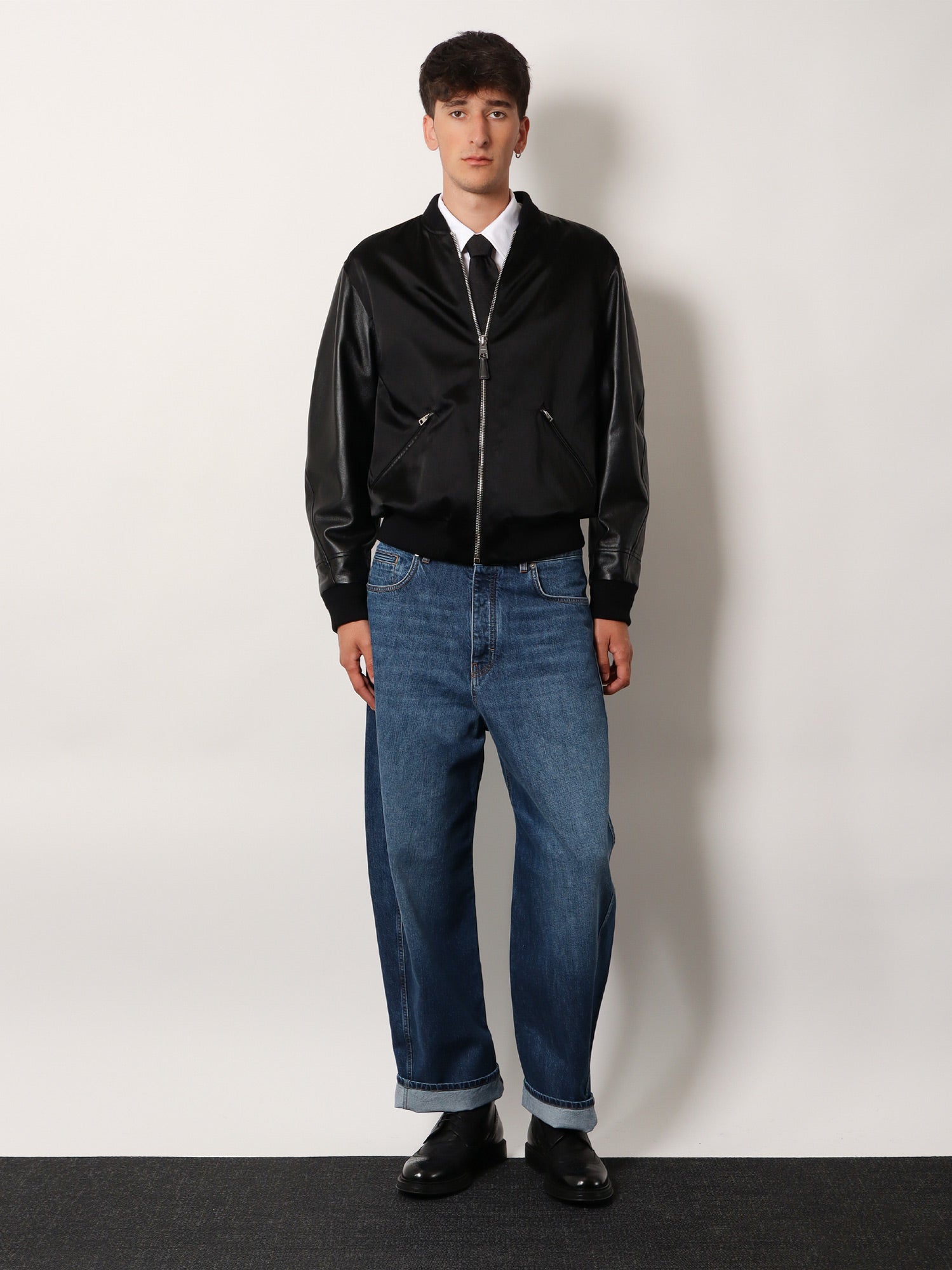 Givenchy Cotton And Nylon Jacket With Leather Sleeves
