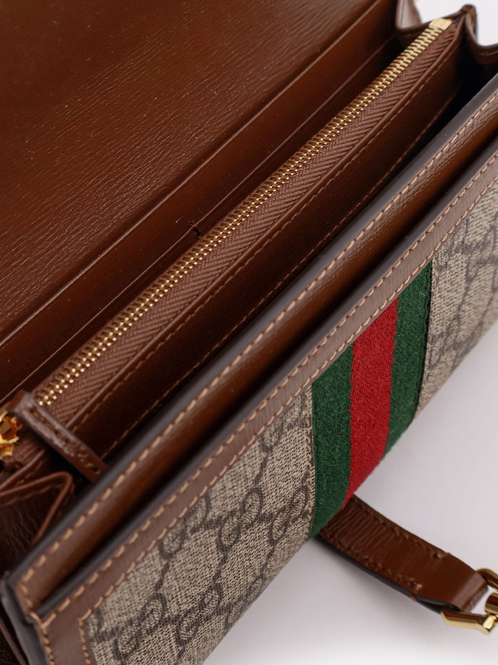Gucci Jackie 1961 Gg Supreme Fabric And Leather Wallet With Shoulder Strap