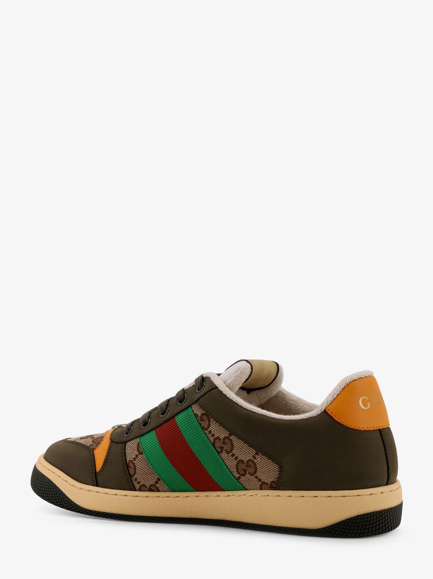 Gucci Screener Low-Top Leather And Gg Supreme Fabric Sneakers
