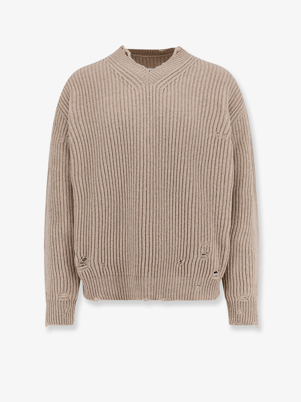 Mm6 Maison Margiela Wool Blend Sweater With Distressed Effect