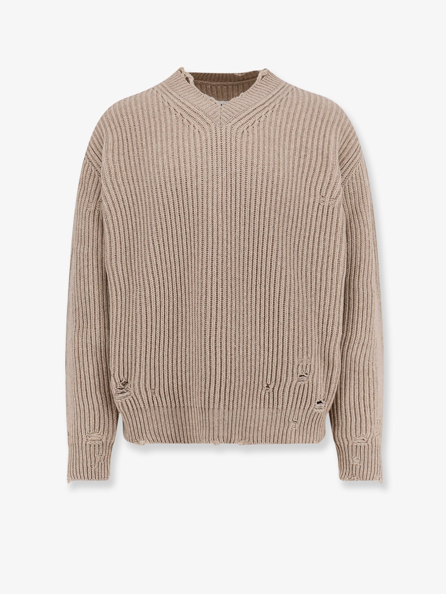 Mm6 Maison Margiela Wool Blend Sweater With Distressed Effect