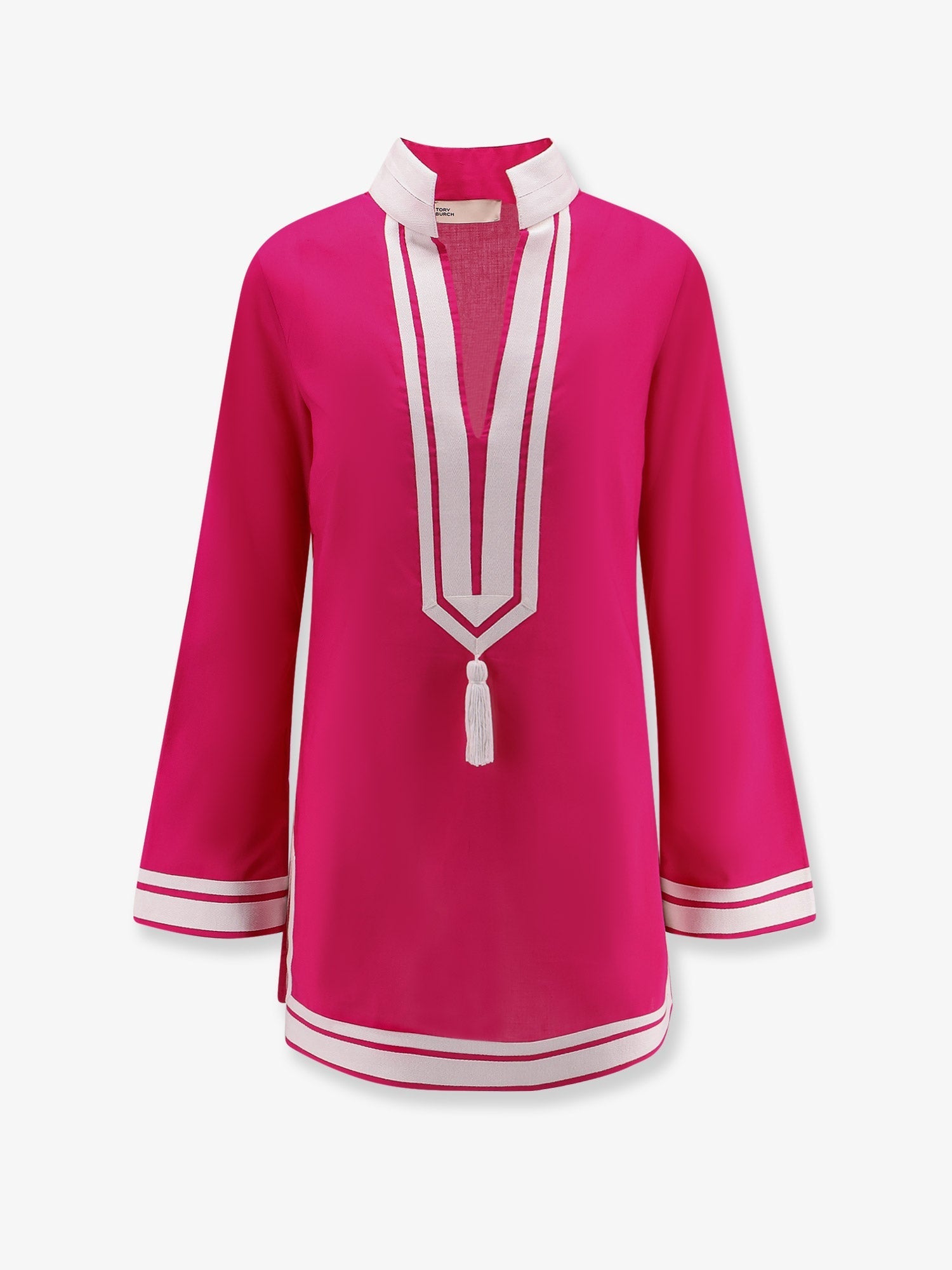 Tory Burch Cotton Short Dress With Contrasting Profiles