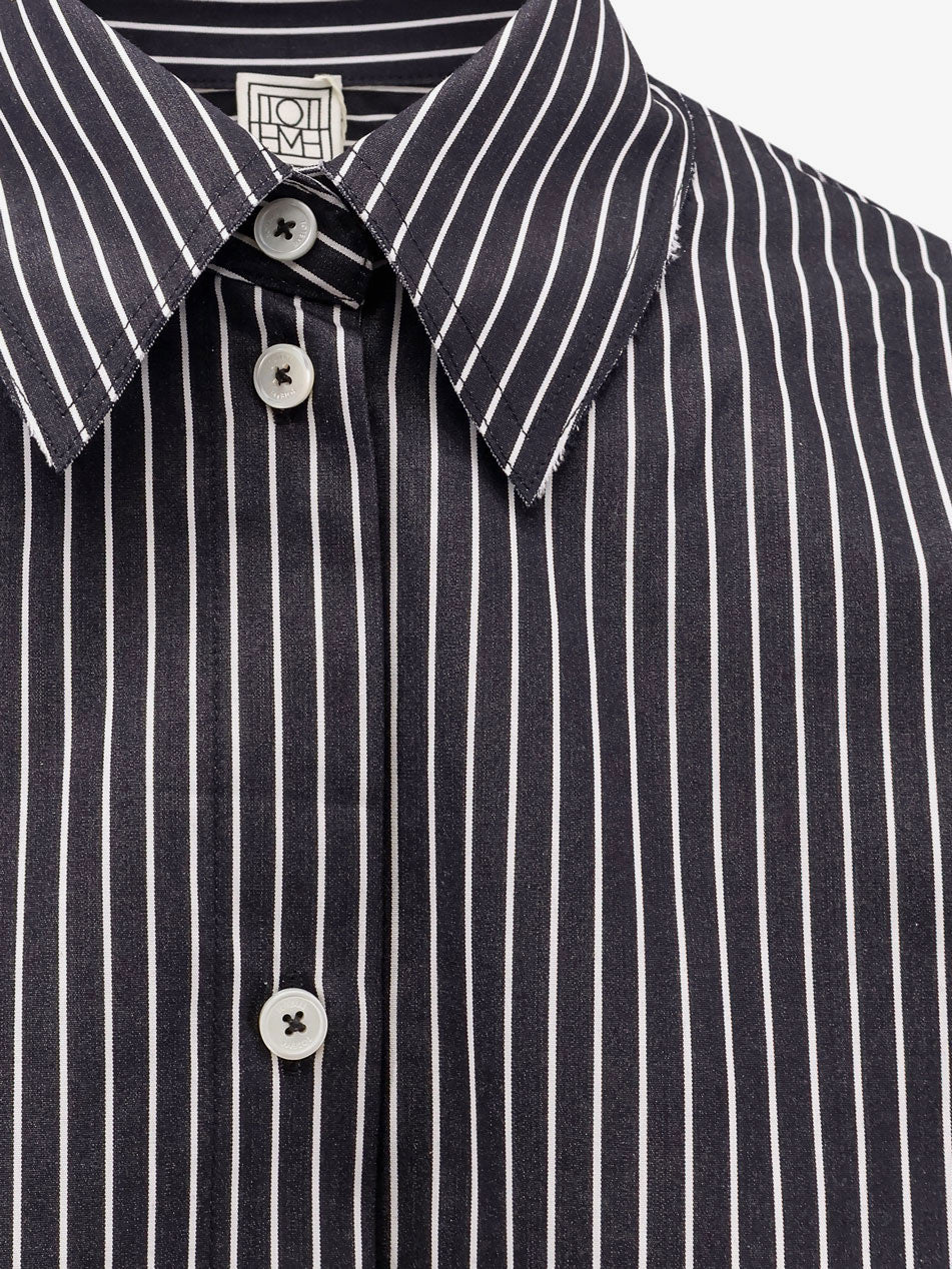 Toteme Striped Kimono-Sleeve Shirtdress