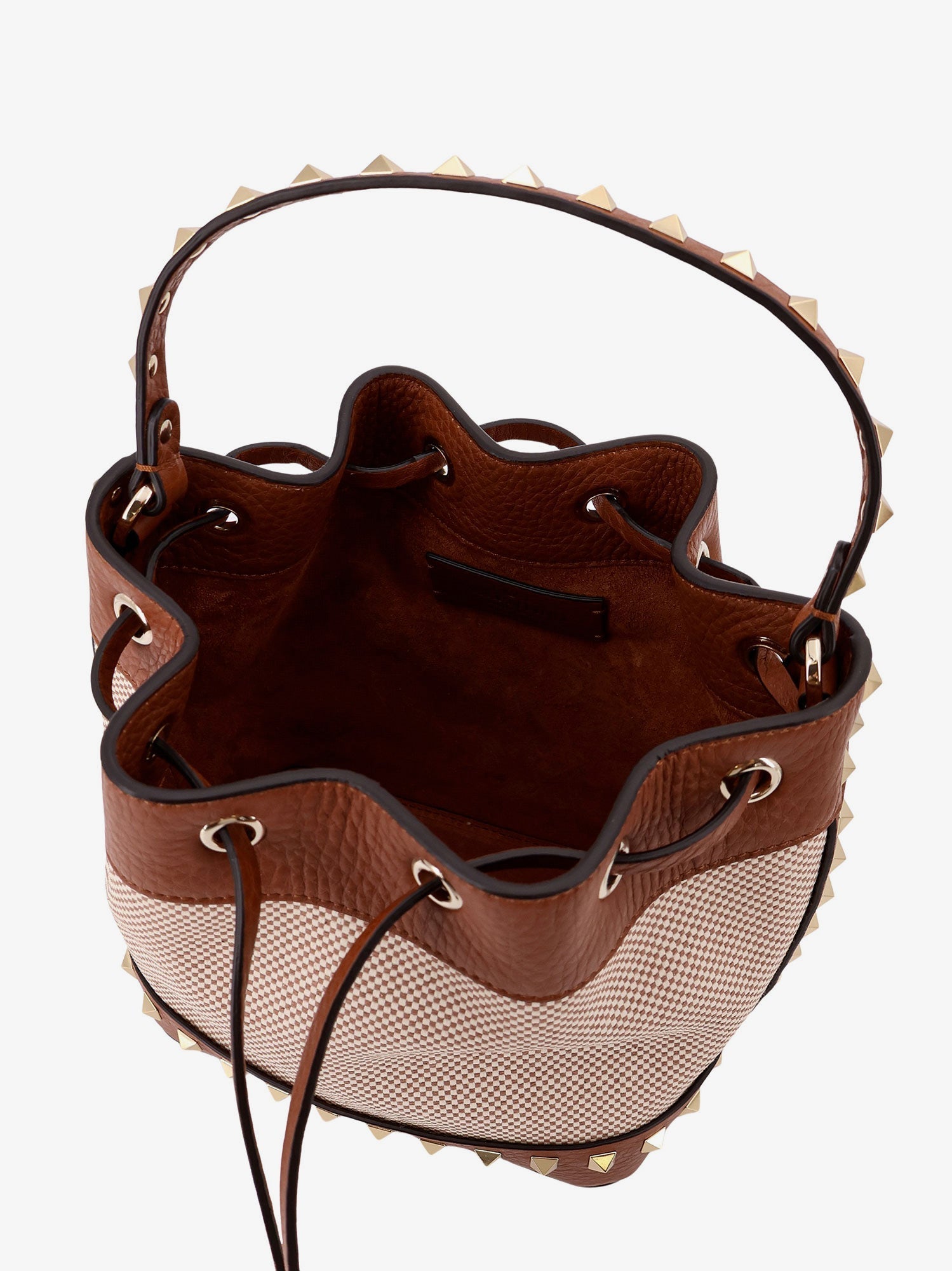 Valentino Garavani Rockstud Spike Canvas And Leather Shoulder Bag