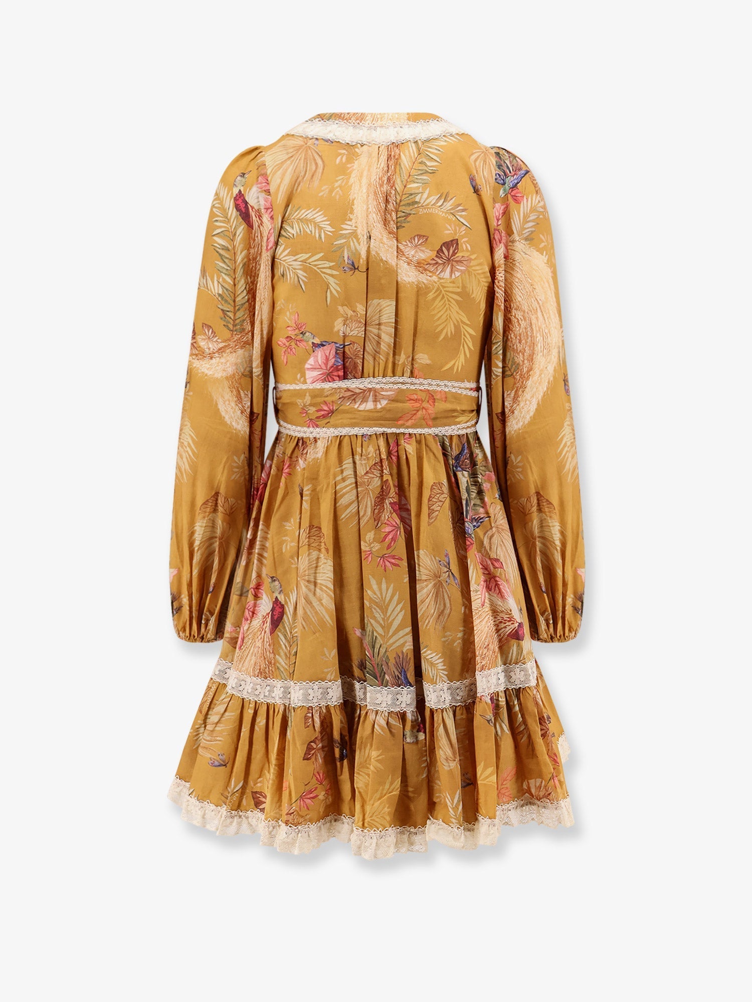 Zimmermann Frill Cotton Short Dress With Floral Print