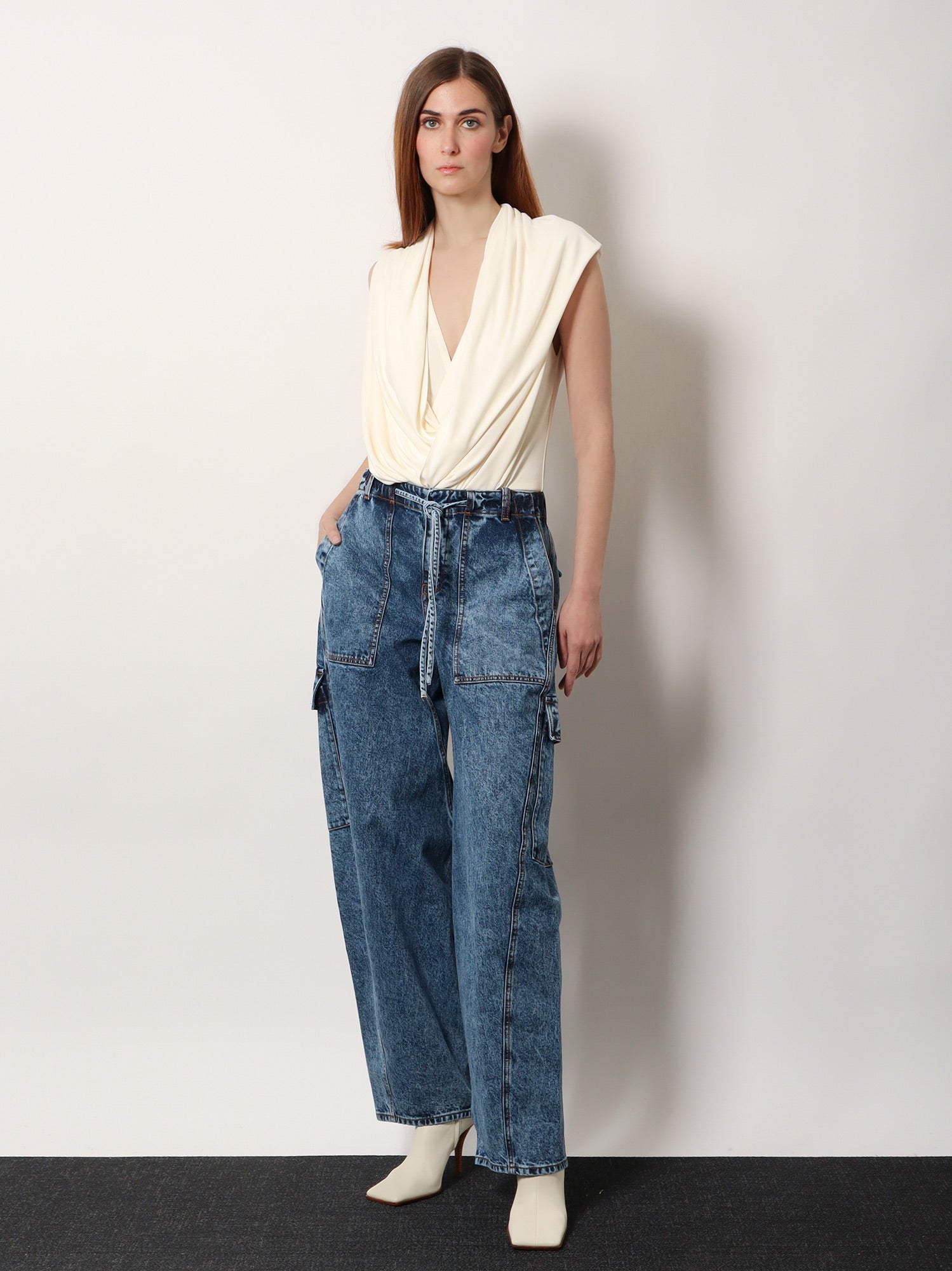 Alaia Blue Denim Cargo Jeans