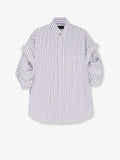 Balenciaga Tucked Sleeve Striped Cotton Shirt