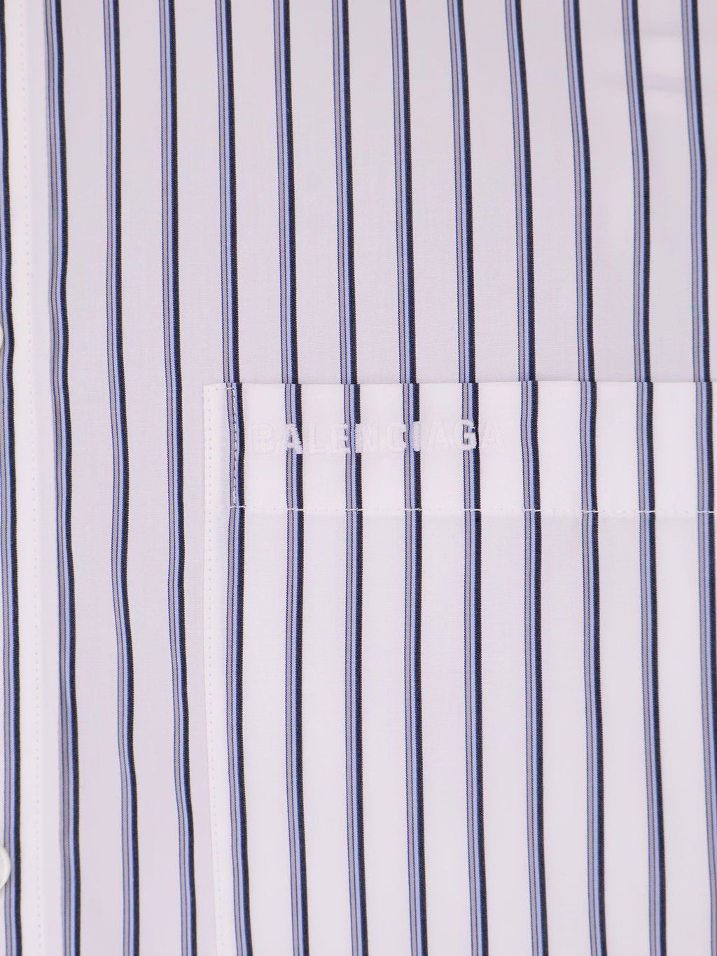 Balenciaga Tucked Sleeve Striped Cotton Shirt