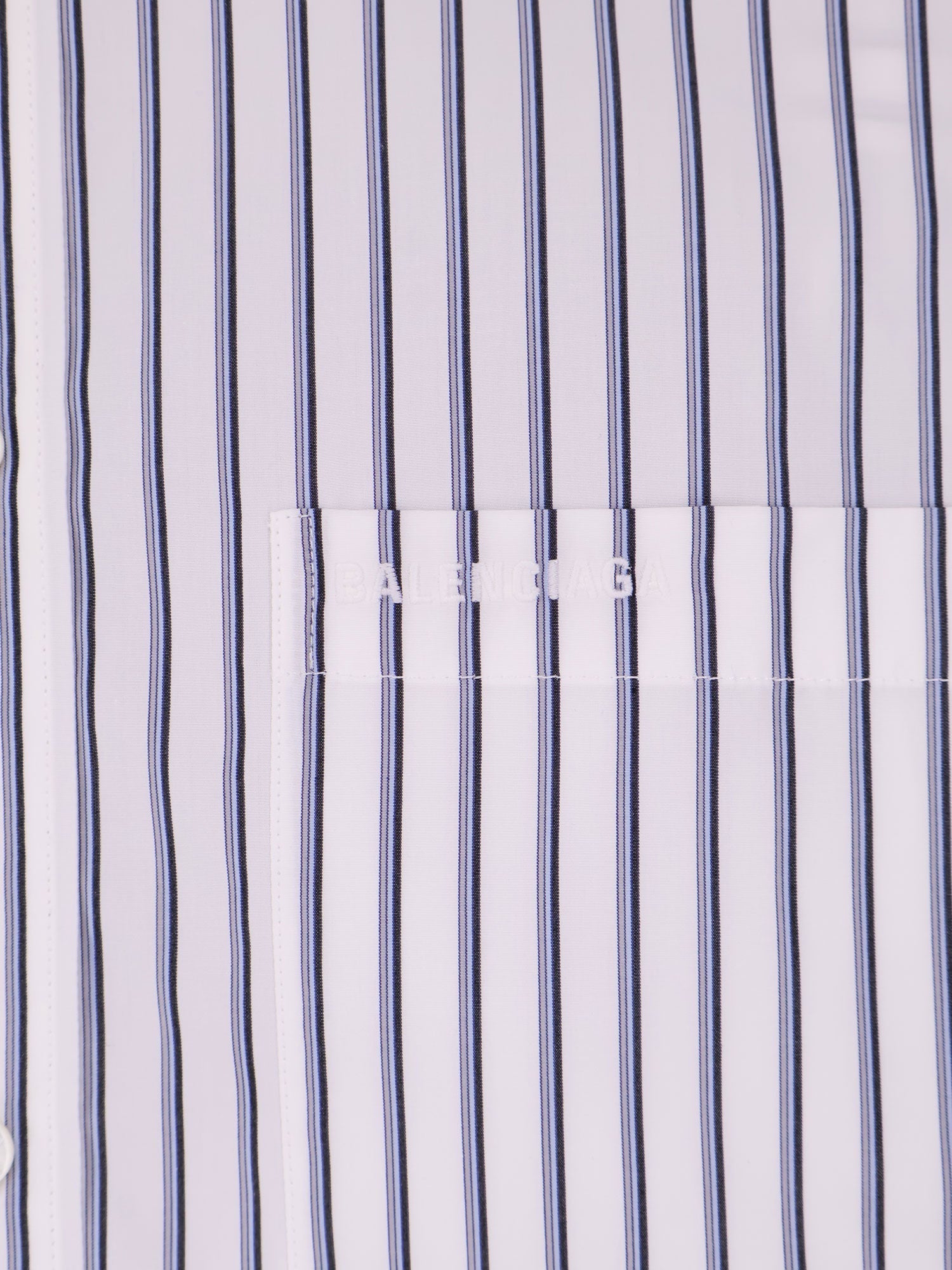 Balenciaga Tucked Sleeve Striped Cotton Shirt