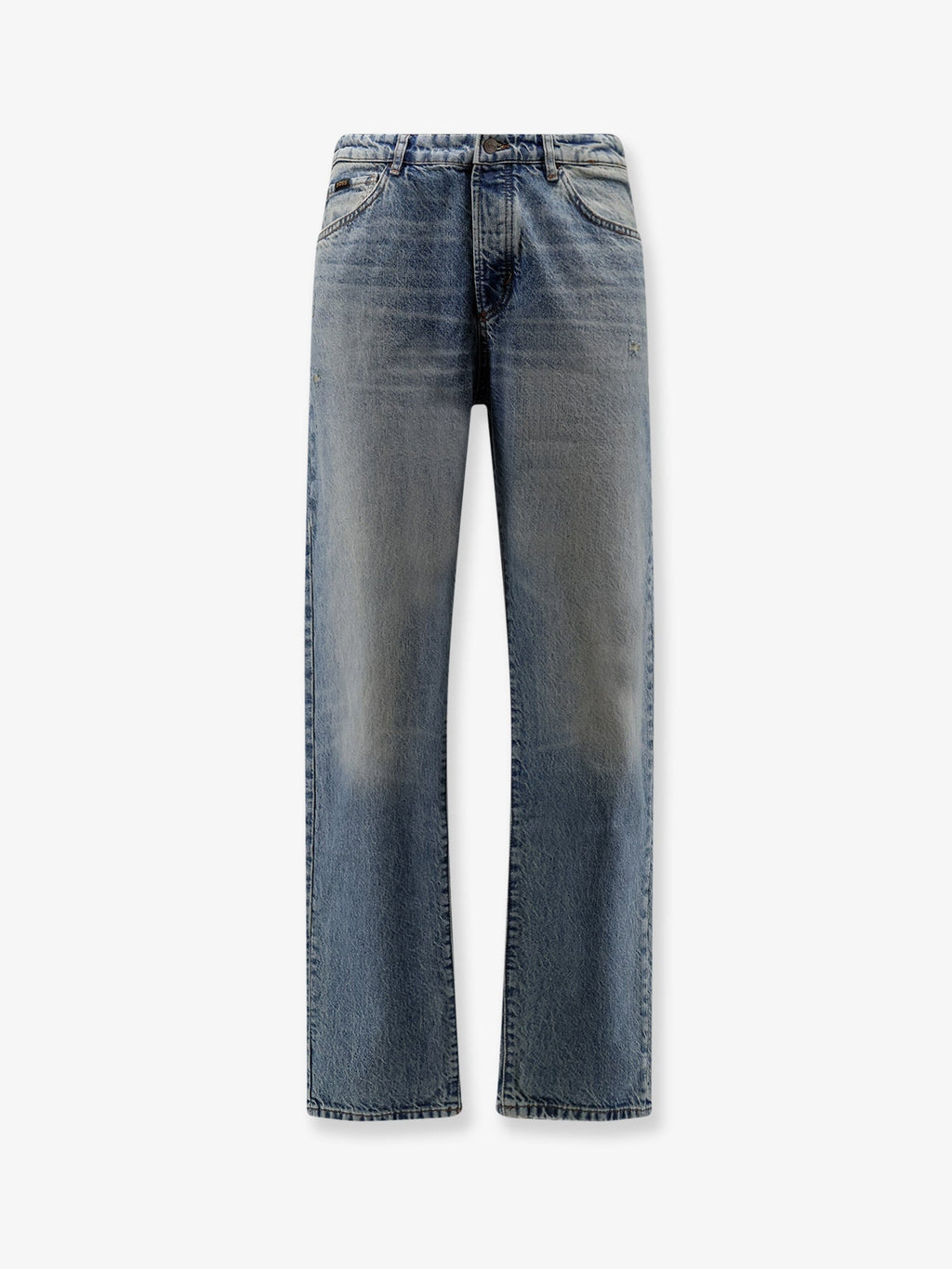 Boss Cotton Jeans With Back Suede Logo Patch