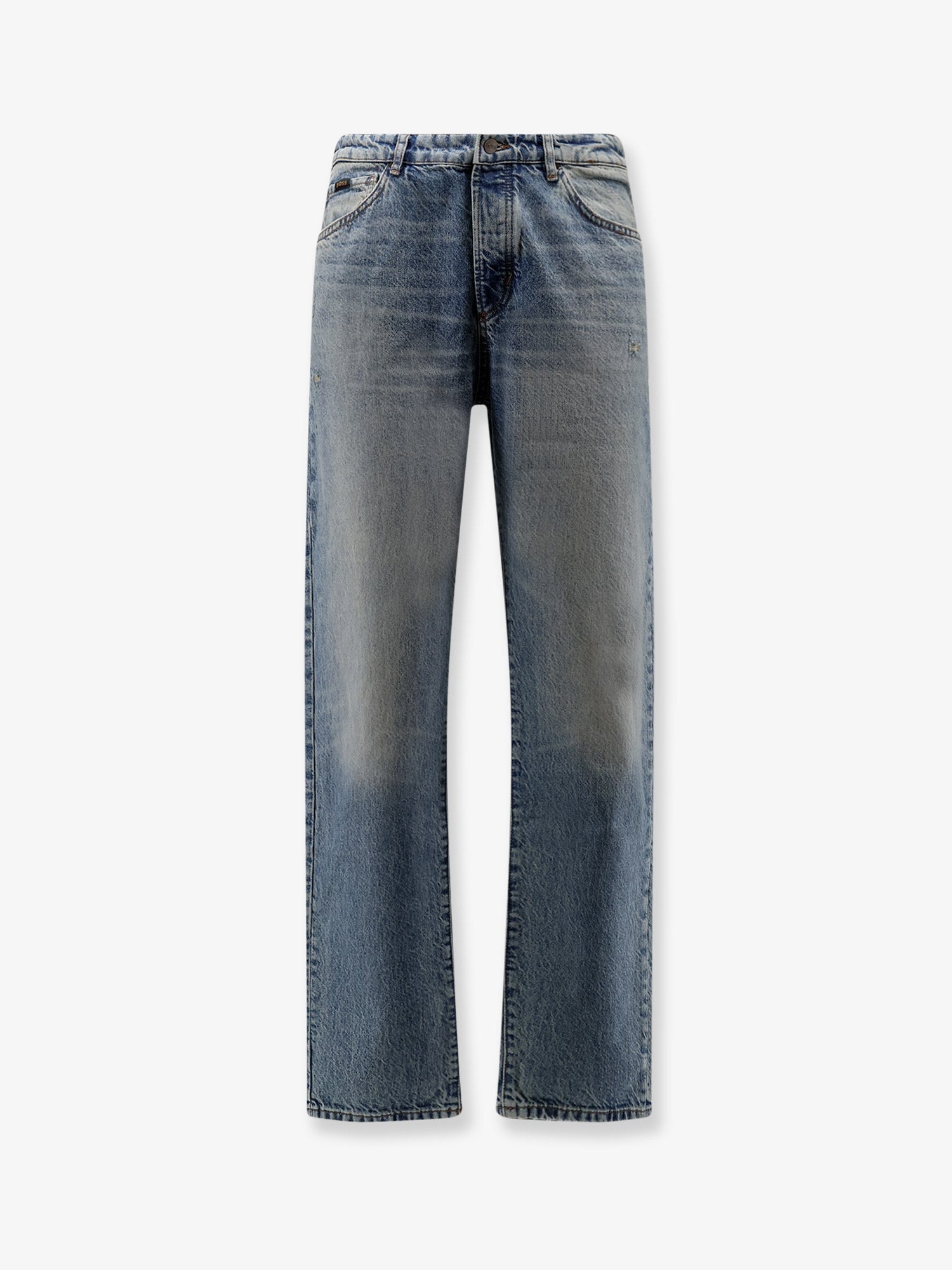 Boss Cotton Jeans With Back Suede Logo Patch