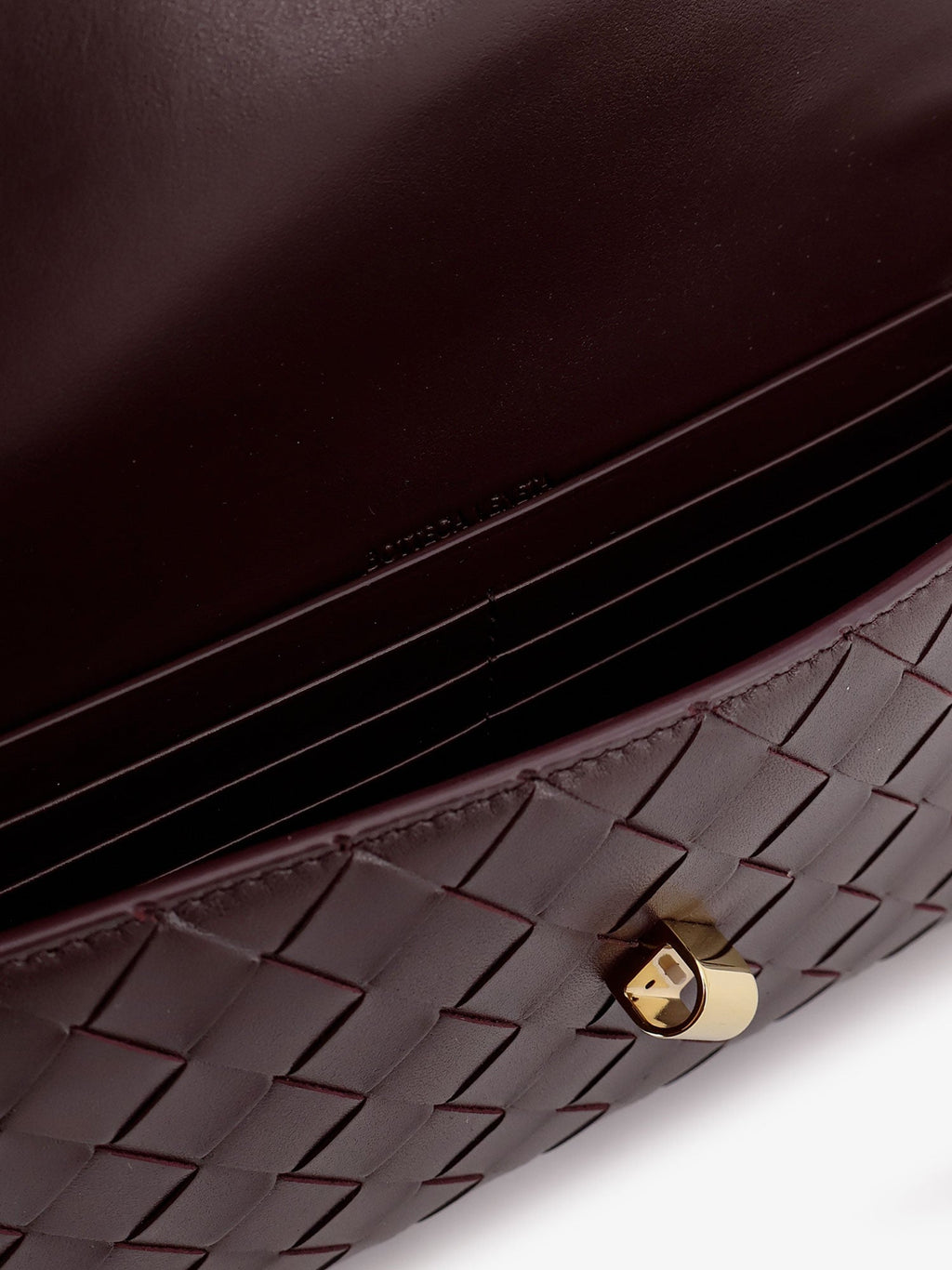 Bottega Veneta Andiamo Leather Clutch With Woven Pattern