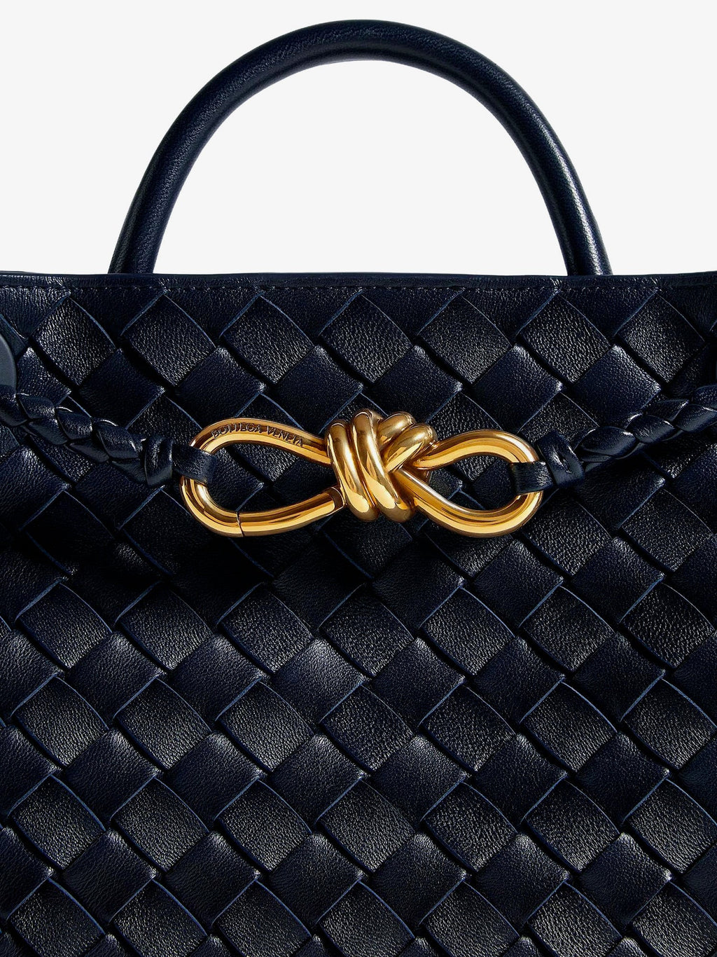 Bottega Veneta Andiamo Leather Shoulder Bag With Intrecciato Motif