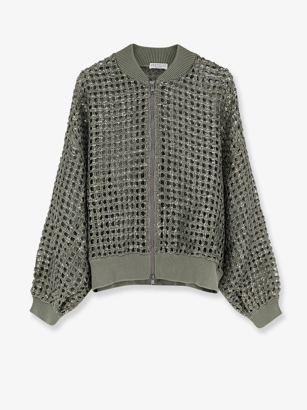 Brunello Cucinelli Dazzling Net Embroidery Silk And Linen Cardigan