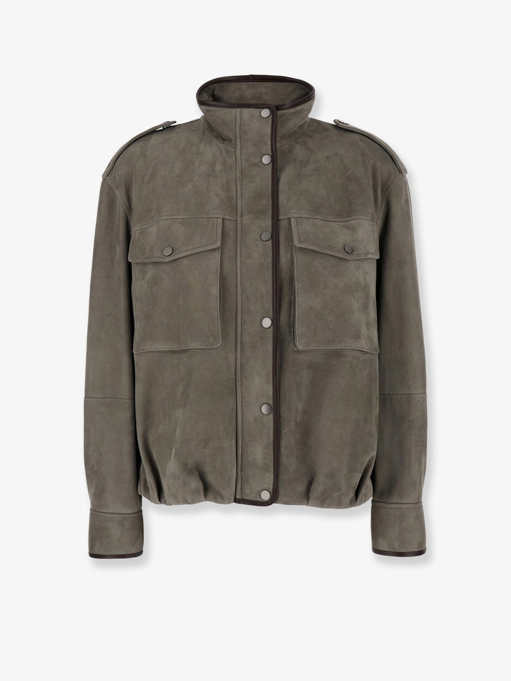 Brunello Cucinelli Suede Jacket With Leather Profiles