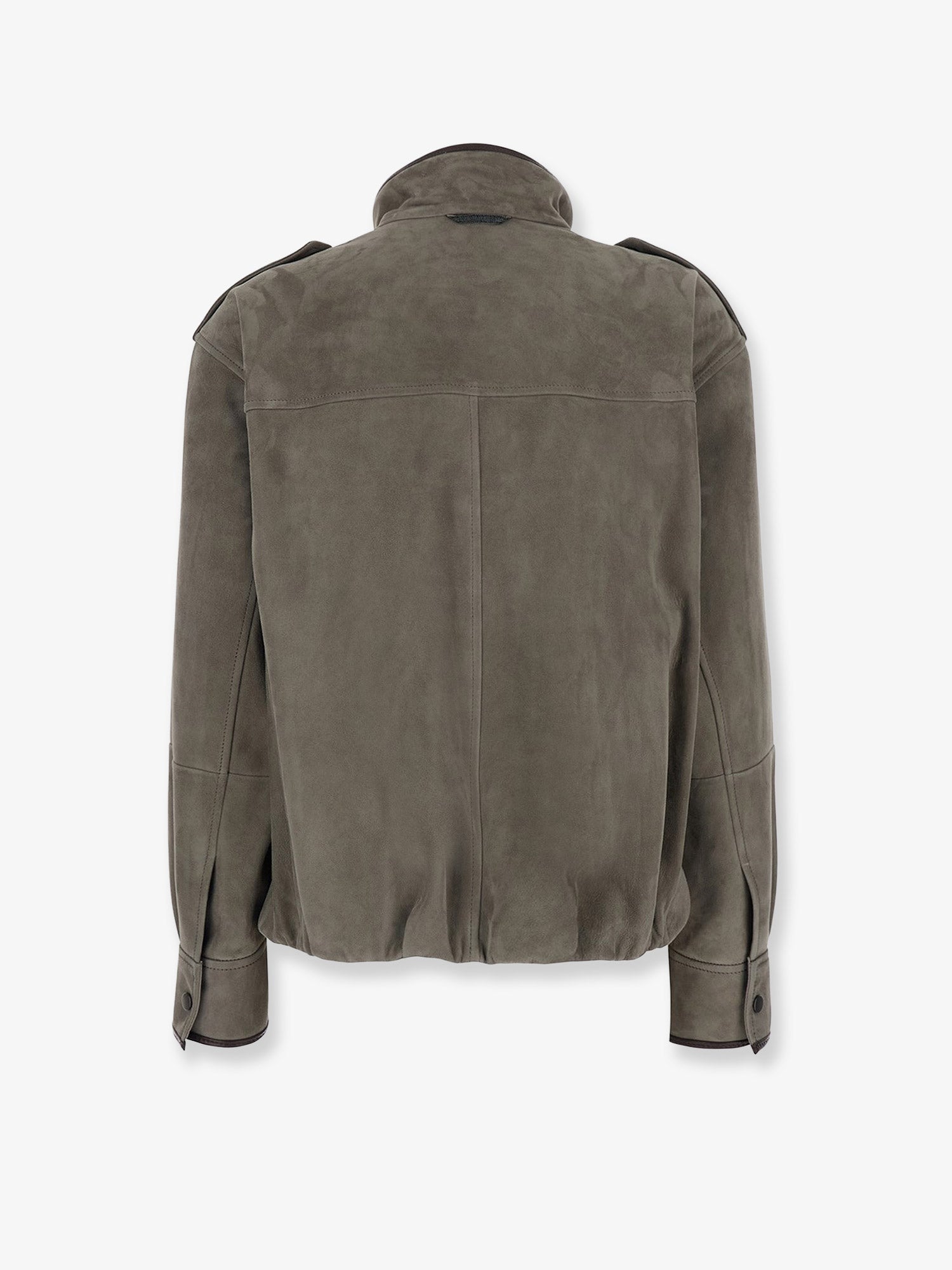 Brunello Cucinelli Suede Jacket With Leather Profiles