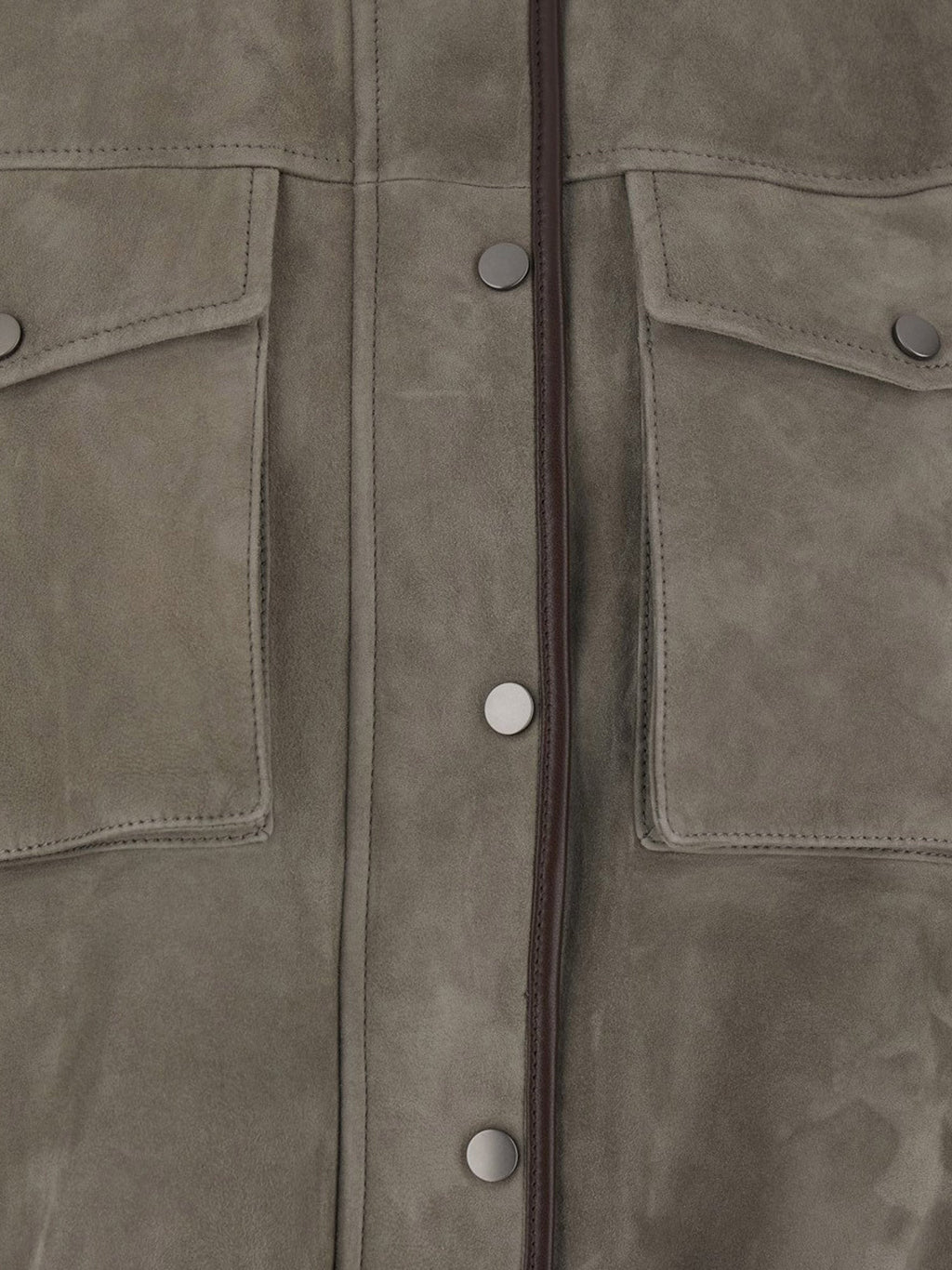 Brunello Cucinelli Suede Jacket With Leather Profiles