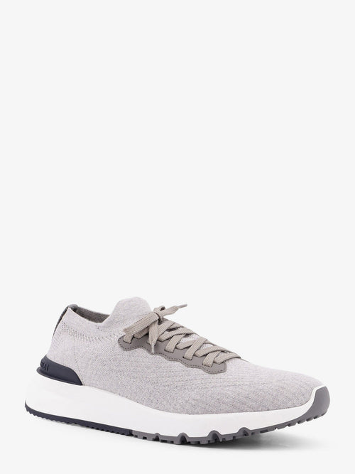 Brunello Cucinelli Low-Top Cotton Knit And Leather Sneakers