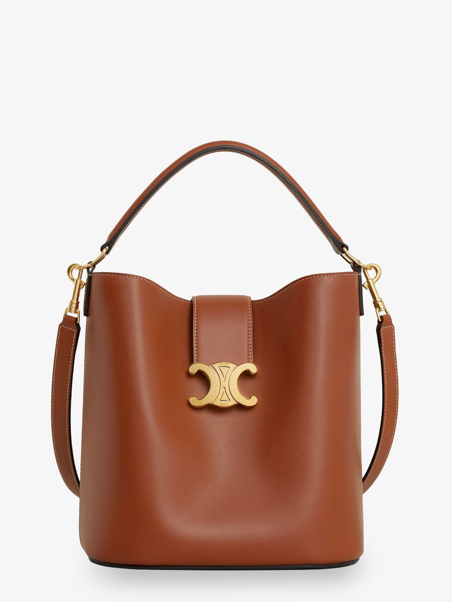 Celine Medium Louise Bucket Bag With Metal Triomphe Logo