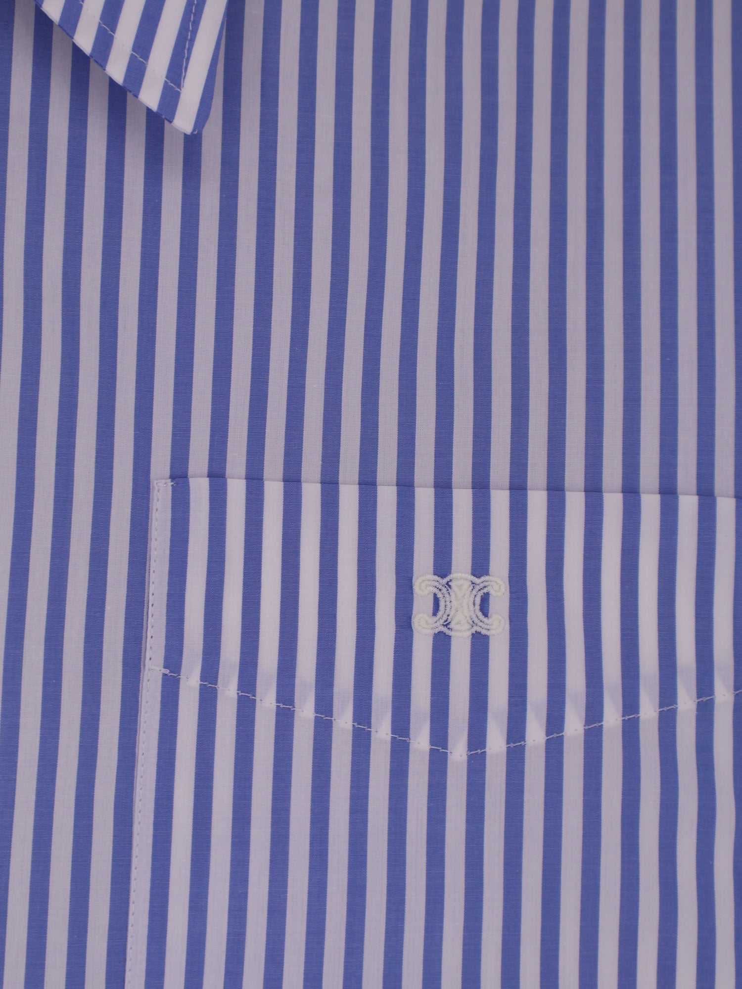 Celine Cropped Striped Cotton Shirt