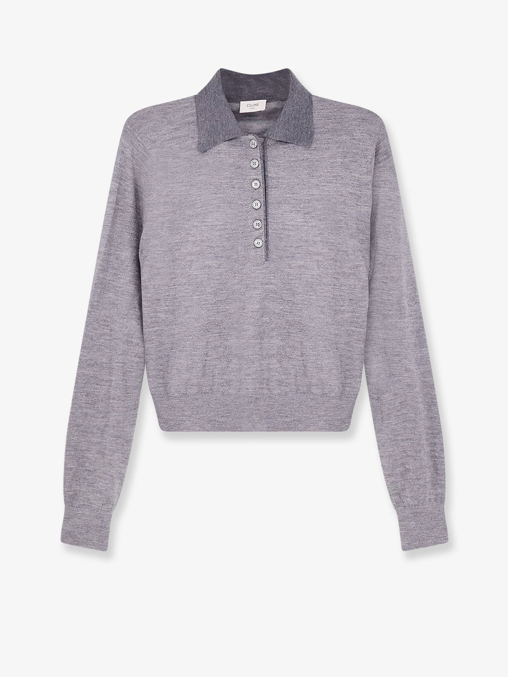 Celine Cashmere And Silk Polo Shirt With Embroidery Logo On The Front