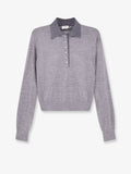 Celine Cashmere And Silk Polo Shirt With Embroidery Logo On The Front