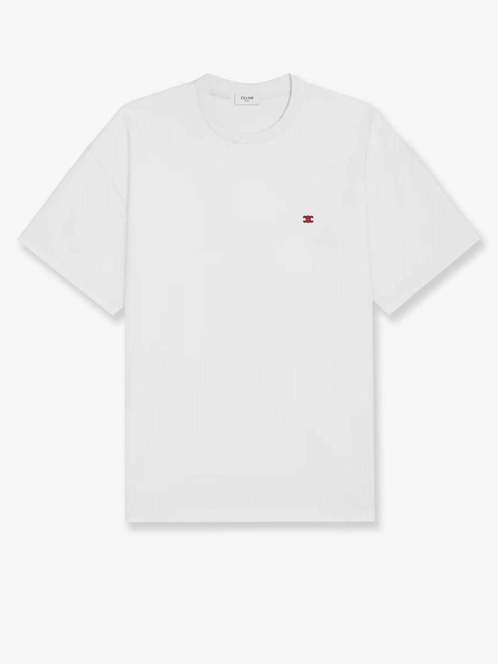 Celine Cotton T-Shirt With Logo Embroidery