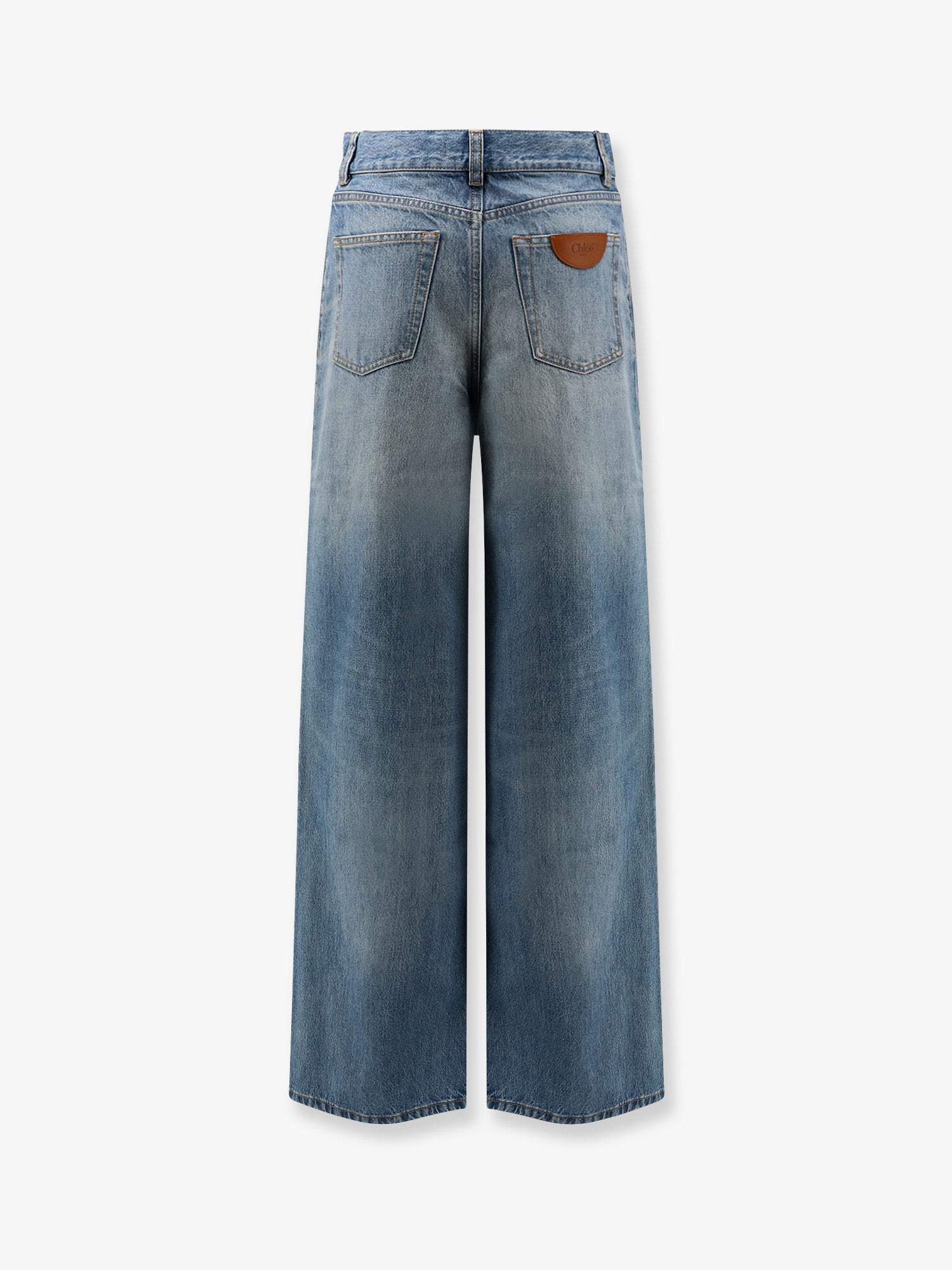 Chloe' Blue Denim Jeans With Logo Label On The Back