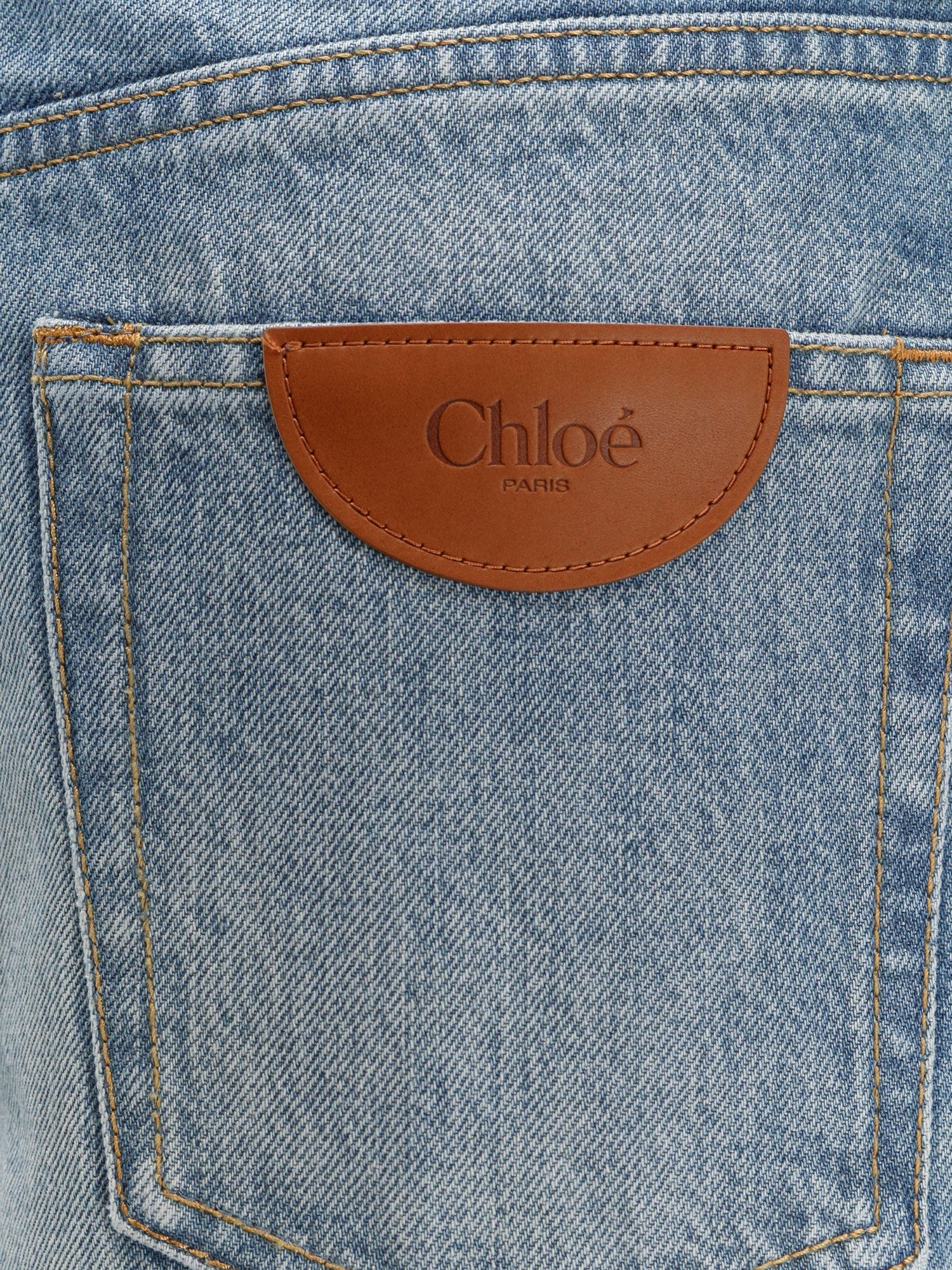 Chloe' Blue Denim Jeans With Logo Label On The Back