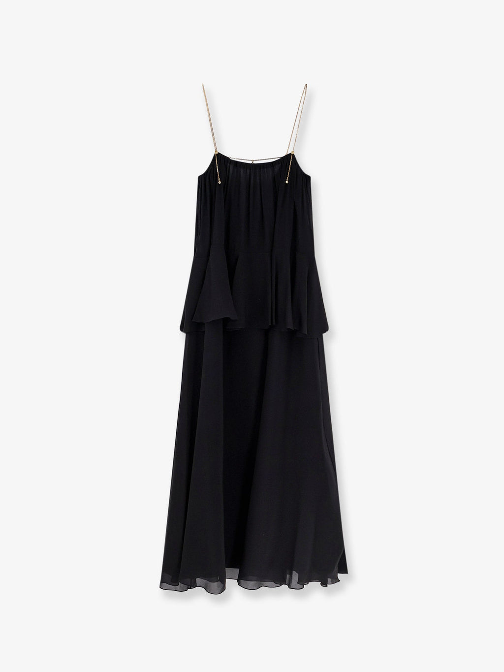 Chloe' Flounced Silk Long Dress