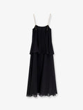 Chloe' Flounced Silk Long Dress