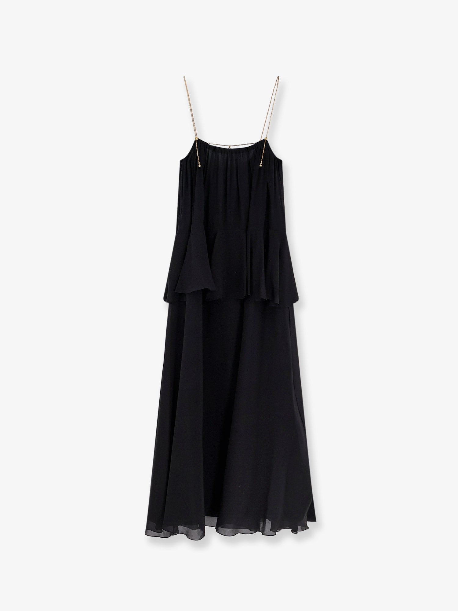 Chloe' Flounced Silk Long Dress