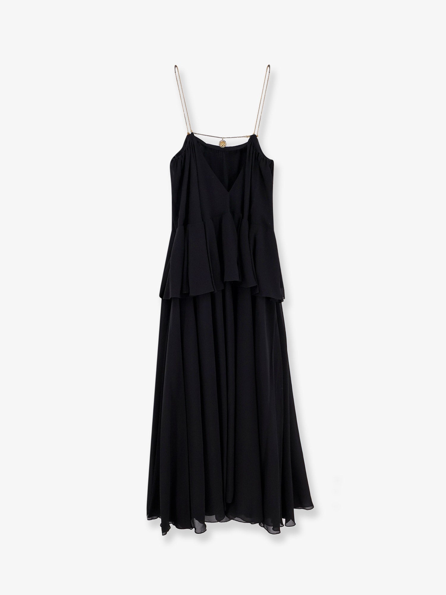 Chloe' Flounced Silk Long Dress