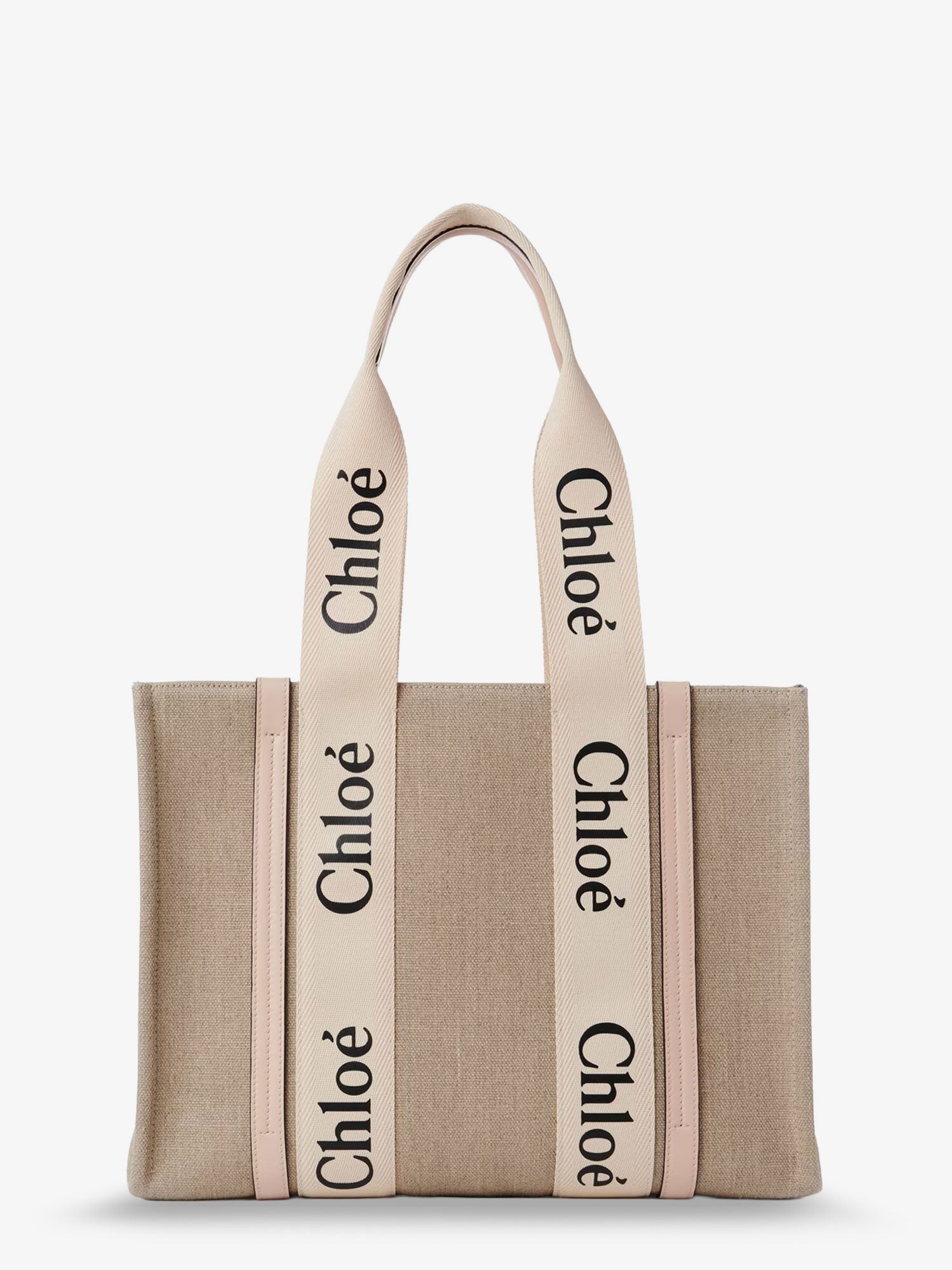 Chloe' Woody Linen Shoulder Bag With Leather Inserts