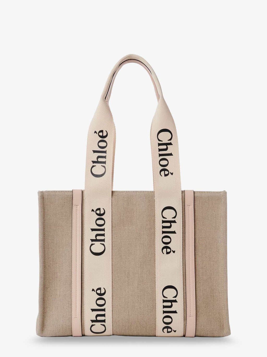 Chloe' Woody Linen Shoulder Bag With Leather Inserts